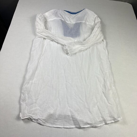 Sigrid Olsen Embroidered Caftan White 3/4 Sleeve Beach Coverup Tunic Size LARGE - Picture 9 of 10